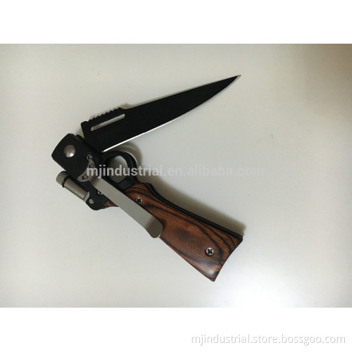 Survival folding knife with LED light
